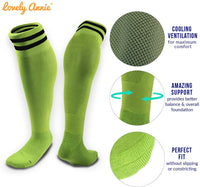 Lovely Annie Unisex Children 2 Pairs Knee High Sports Socks for Baseball/Soccer/Lacrosse 003 S(Green)