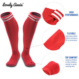 Lovely Annie 1 Pair Ultra Comfortable Girls Knee High Sports Socks Perfect as Activewear as Soccer, Football, and Other Sports XL002 Size XS Red