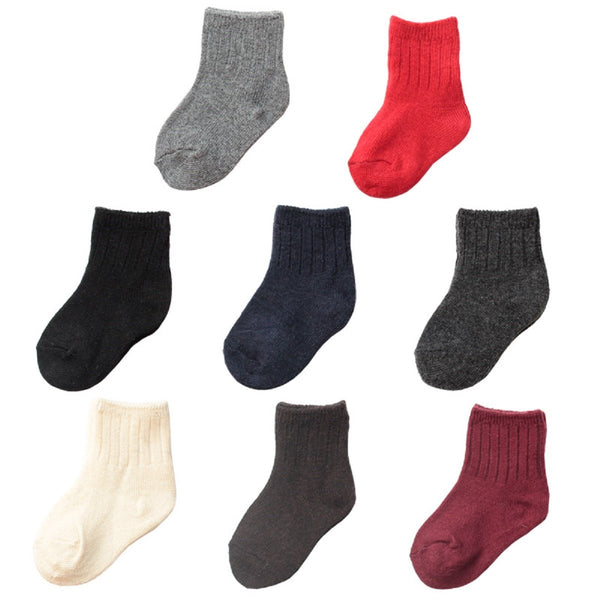 Lovely Annie Children 6 Pairs Wool Tube Socks Solid 3 Sizes 0Y-6Y