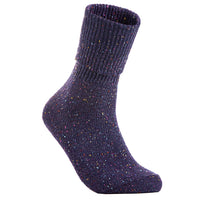 Lian LifeStyle Big Girl's 3 Pair's Exceptional High Crew Wool Socks Non Slip, Cozy and Cool HR1412 Size 6-9 (Purple)