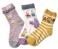 Lovely Annie Girl 3 Pairs Superior Quality Cotton Socks - Fascinating and Refined Crew Socks Size (0Y-2Y/9-15cm)