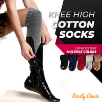 Lovely Annie Women's 3 Pairs Cute High Knee Cotton Socks, Cozy Fluffy Fancy with a Wide Color and Size Range Size 7-9 A158212(Black,Grey,Coffee)