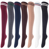 Lovely Annie Women's 5 Pairs Incredible Durable Super Soft Unique Over Knee High Thigh High Cotton Socks Size 6-9 A1023(Assorted)