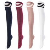 Big Girls' Women's 4 Pairs Over Knee High Thigh High Cotton Socks LABG1022 Size 6-9