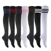 Lovely Annie Women's 5 Pairs Over-the-Knee Thigh High Knee Cotton Socks Size 6-9 Random Color