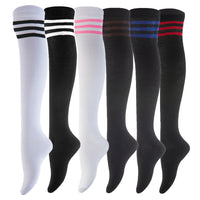 Incredible Women's 6 Pairs Thigh High Cotton Socks, Durable And Super Soft For Everyday Relaxed Feet RX One Size(Assorted Color)