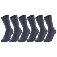 6 Pairs Children's Wool Crew Socks for Boys and Girls. Durable, Stretchable, Thick & Warm Sweat Resistant Kid Socks LK0601 Size 6Y-8Y (Dark Grey)