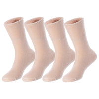 4 Pairs Children's Wool Socks for Boys and Girls. Durable, Sweat Resistant Colored Crew Socks Perfect for All Season LK0601 Size 0M-6M (Beige)