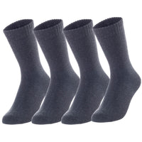 Lovely Annie Perfect Fit, and Cozy Women's 4 Pairs Wool Blend Crew Socks For Healthy Feet With A Wide WD Plain Size 6-9(DarkGrey)