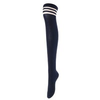 Lovely Annie Women's 3 Pairs Incredible Durable Super Soft Unique Over Knee High Thigh High Cotton Socks Size 6-9 A1022(Navy)