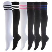 Incredible Women's 6 Pairs Thigh High Cotton Socks, Durable And Super Soft For Everyday Relaxed Feet RX One Size(Assorted Color)