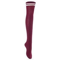 Big Girls' Women's 1 Pair Over Knee High Thigh High Cotton Socks Leg Warmers J1023 Size L/XL(Wine) 4p1c7
