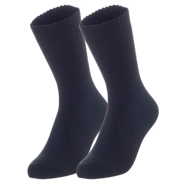 Lovely Annie Perfect Fit, and Cozy Men's 2 Pairs Wool Blend Crew Socks For Healthy Feet With A Wide WD Plain Size 6-9(Black)
