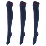 Lovely Annie Women's 3 Pairs Incredible Durable Super Soft Unique Over Knee High Thigh High Cotton Socks Size 6-9 A1023(Navy)