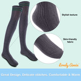 Lovely Annie Big Girl's Women's 5 Pairs Incredible Durable Super Soft Unique Over Knee High Thigh High Cotton Socks Size 6-9 A1023(Blk,Cof,DG,Kaki,Nvy)