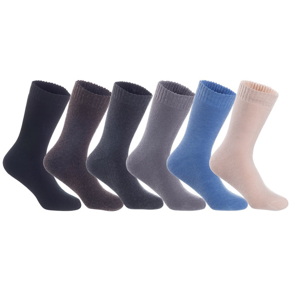 Men's 6 Pairs High Performance Wool Socks, Breathable & Lightweight Moisture Wicking Crew Socks for Hiking and Running LK0602 Size 6-9 (Assorted)