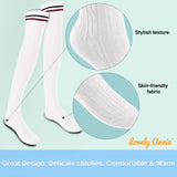 Lovely Annie Big Girl's Women's 3 Pairs Incredible Durable Super Soft Unique Over Knee High Thigh High Cotton Socks Size 6-9 A1023(DG,Coffee,White)