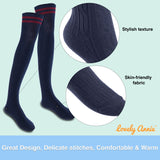 Lovely Annie Women's 3 Pairs Incredible Durable Super Soft Unique Over Knee High Thigh High Cotton Socks Size 6-9 A1023(Navy)