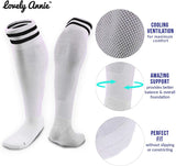 Lovely Annie Girls' 2 Pairs Knee High Sports Socks for Baseball/Soccer/Lacrosse 003 S(White)