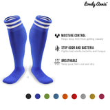 Lovely Annie 1 Pair Ultra Comfortable Girls Knee High Sports Socks Perfect as Activewear as Soccer, Football, and Other Sports XL003 S(Blue)
