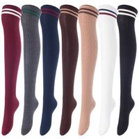 Lovely Annie Big Girl's Women's 5 Pairs Incredible Durable Super Soft Unique Over Knee High Thigh High Cotton Socks Size 6-9 A1023(Assorted)