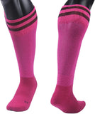 Lovely Annie Unisex Children 2 Pairs Knee High Sports Socks for Baseball/Soccer/Lacrosse 003 M(Rose)