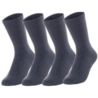 Lovely Annie Perfect Fit, and Cozy Men's 4 Pairs Wool Blend Crew Socks For Healthy Feet With A Wide WD Plain Size 6-9(DarkGrey)