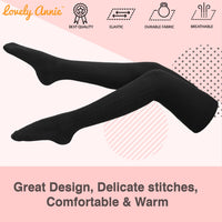 Incredible Women's 3 Pairs Thigh High Cotton Socks Unique, Durable And Super Soft For Everyday Relaxed Feet LAW1025 Size 6-9 (Black)