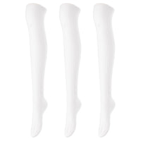 Lovely Annie Women's 3 Pairs Incredible Durable Super Soft Unique Over Knee High Thigh High Cotton Socks Size 6-9 A1024(Cream)