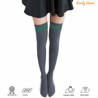 Lovely Annie Big Girl's Women's 3 Pairs Incredible Durable Super Soft Unique Over Knee High Thigh High Cotton Socks Size 6-9 A1023(DG,Coffee,Khaki)