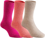 3 Pairs Children's Wool Socks for Boys & Girls. Thick & Warm Socks for Kids Perfect as Winter Snow Sock and All Seasons Size 1Y-3Y(Rose, Orange, Beige)
