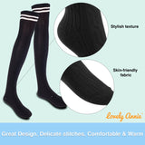 Lovely Annie Big Girl's Women's 3 Pairs Incredible Durable Super Soft Unique Over Knee High Thigh High Cotton Socks Size 6-9 A1023(Blk,Cofe,Khaki)