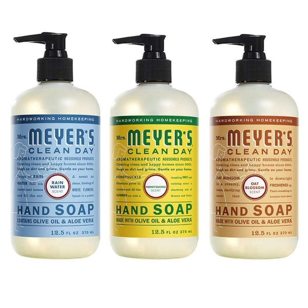 Effective Liquid Hand Soap for Daily Use Natural Hand Soap Essential Oils for Cruelty Free Eco Friendly Product, 1 Bottle Rain Water, 1 Bottle Honey Suckle, 1 Bottle Oat Blossom, 12.5 OZ each