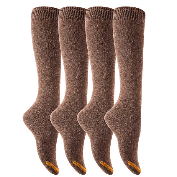 Women's Pairs Truly Beautiful Comfortable Durable Soft Knee High Cotton Boot Socks M158212 Size 6-9(Coffee)