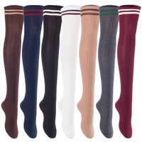 Women's 4 Pairs Thigh High Socks J1023 Over the Knee High Leg Wamers Girls Winter Warm Crochet Socks J1023(Assorted)