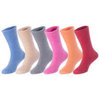 6 Pairs Children's Wool Socks for Boys and Girls. Comfy, Durable, Colored Crew Socks LK0601 Size 0M-6M (Blue,Beige,Grey,Rose,Orange,Red)