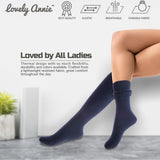 Lovely Annie Big Girl's & Women's 3 Pairs Exceptional Non Slip, Cozy and Cool Knee High Wool Socks ABGFS05 Size 6-9 (Black, Beige, Navy)