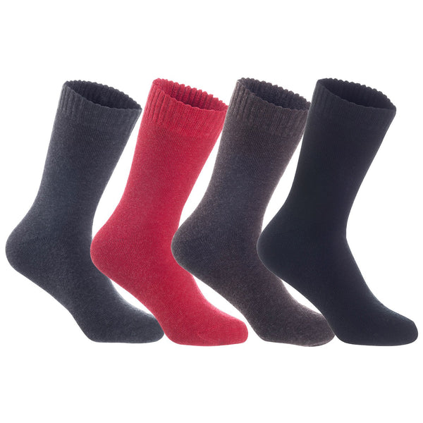4 Pairs of The Most Gorgeous Women's Wool Crew Socks. Strong, Super Comfortable with Unique Designs LK0602 Size 6-9 (Dark Grey,Red,Coffee,Black)