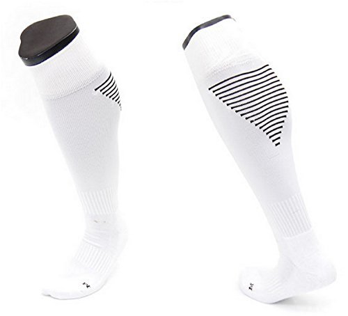 Lovely Annie Women's 1 Pair Knee High Athletic Sports Socks Size M XL0026-11(White w/ Black Strip)