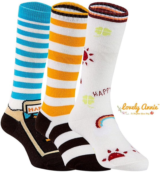 Lovely Annie Children's 3 Pairs Superior Quality Cotton Socks - Fascinating and Refined Crew Socks - Sweat Permeable - Perfect for Sports One Size Boy Color(A)