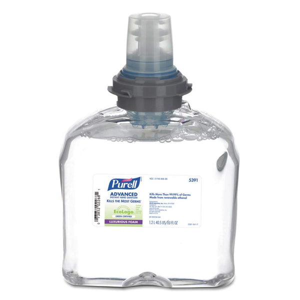 PURELL 5391-02 Tfx Green Certified Instant Hand Sanitizer Foam Refill, 1200ml, Clear 4-Packs
