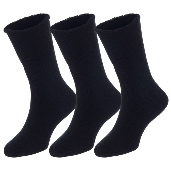 3 Pairs Children's Wool Socks for Boys & Girls. Comfy, Durable, Stretchable, Sweat Resistant Colored Crew Socks LK0601 Size 6M-12M (Black)