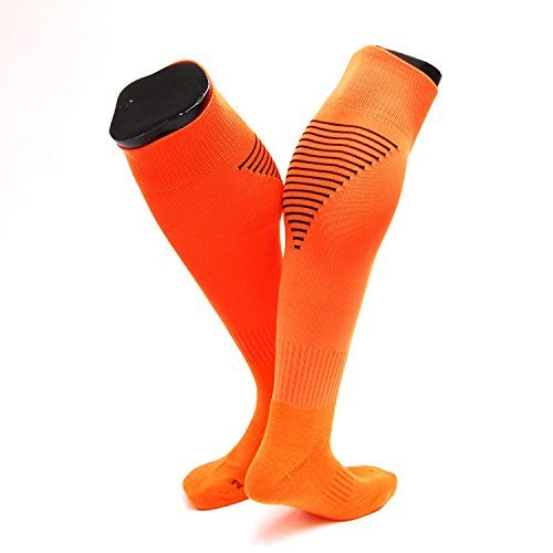 Lovely Annie Big Girl's 1 Pair Knee High Athletic Sports Socks Size L/XL XL0026-05(Orange w/ Black Strip)