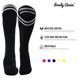 Lovely Annie 1 Pair Boys Knee High Sports Socks Lightweight & Breathable Socks - Ultra Comfortable & Durable Long Socks XL002 Size S Black