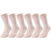 6 Pairs Children's Wool Crew Socks for Boys and Girls. Durable, Stretchable, Thick & Warm Sweat Resistant Kid Socks LK0601 Size 6Y-8Y (Beige)