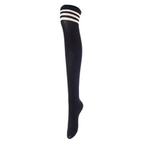 Lovely Annie Women's 3 Pairs Incredible Durable Super Soft Unique Over Knee High Thigh High Cotton Socks Size 6-9 A1022(Black, Dark Grey, White)
