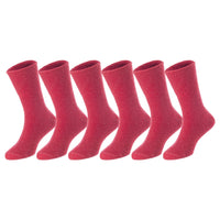 6 Pairs Children's Wool Crew Socks for Boys and Girls. Durable, Stretchable, Thick & Warm Sweat Resistant Kid Socks LK0601 Size 6M-12M (Red)