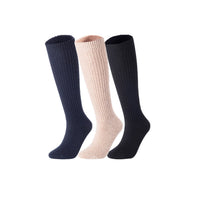 Lovely Annie Big Girl's & Women's 3 Pairs Exceptional Non Slip, Cozy and Cool Knee High Wool Socks ABGFS05 Size 6-9 (Black, Beige, Navy)