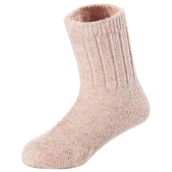 6 Pairs Children's Durable, Stretchable, Thick & Warm Wool Crew Socks. Perfect as Winter Snow Sock and All Seasons FS01 6P Size 0Y-2Y(Beige)