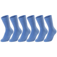 6 Pairs Children's Wool Crew Socks for Boys and Girls. Durable, Stretchable, Thick & Warm Sweat Resistant Kid Socks LK0601 Size 6Y-8Y (Blue)